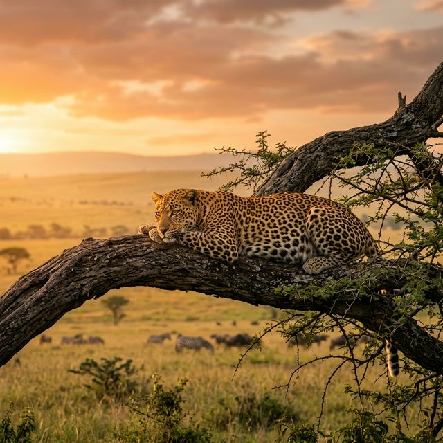 Leopardo africano su un ramo